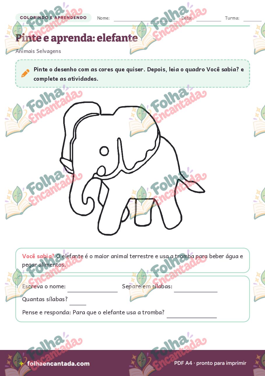 Prévia da página 3 de Colorindo e Aprendendo: Animais Selvagens