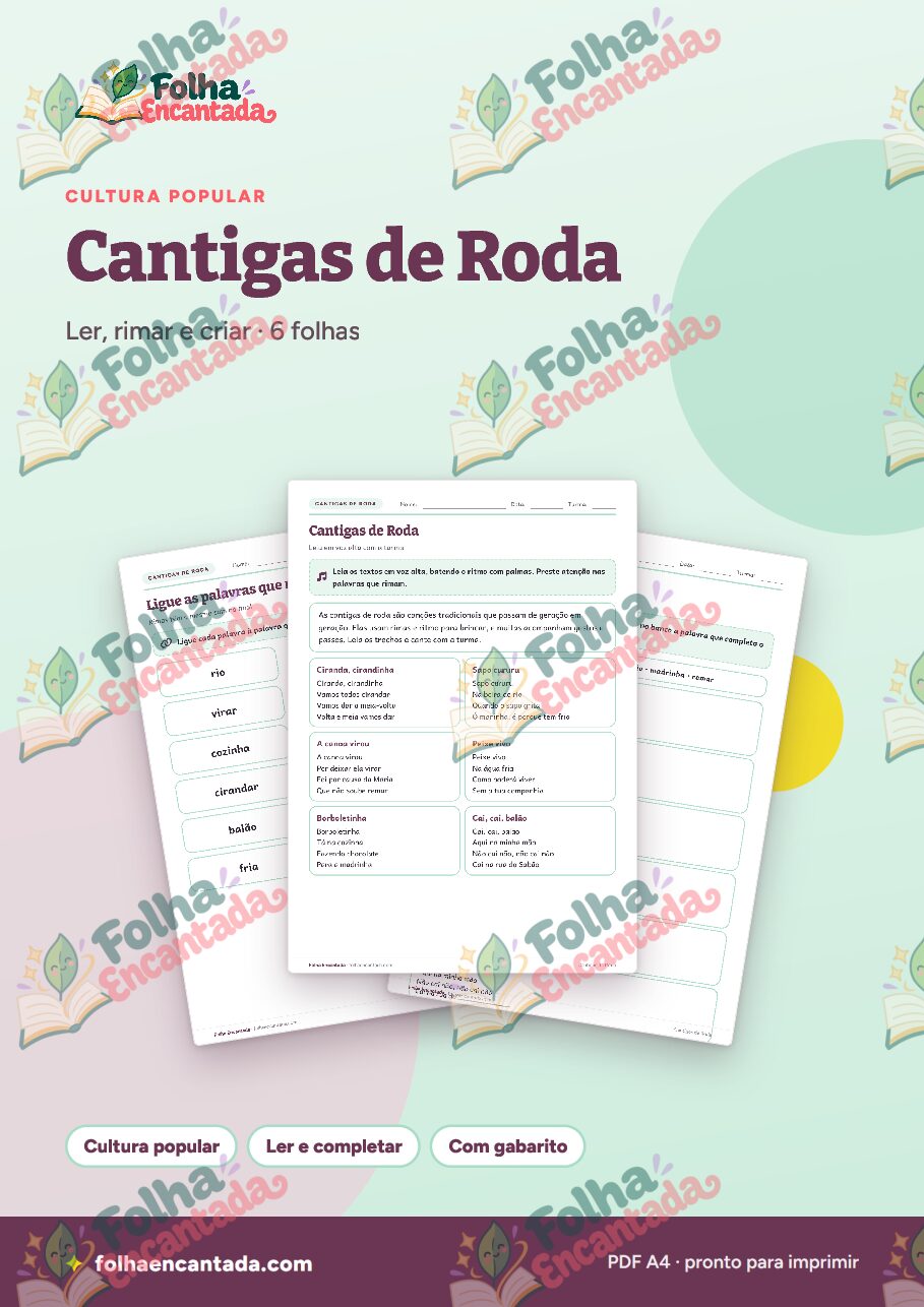 Prévia da página 1 de Cantigas de Roda: Ler, Rimar e Cantar