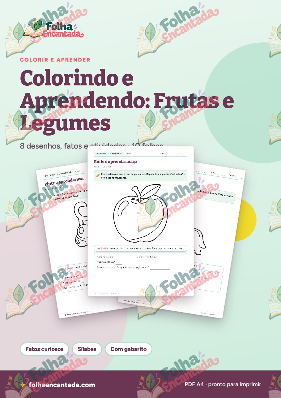 Prévia da página 1 de Colorindo e Aprendendo: Frutas e Legumes