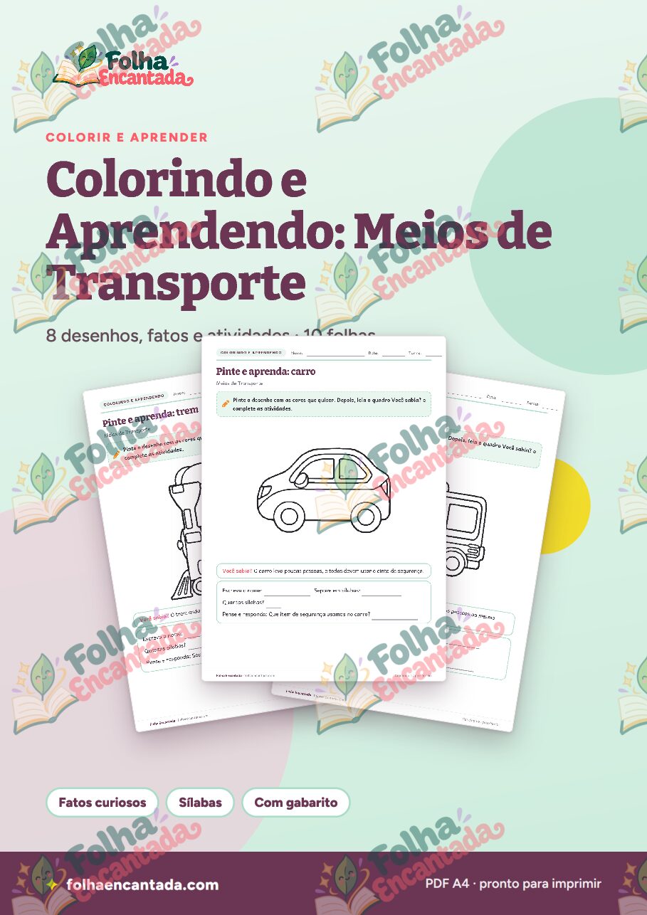 Prévia da página 1 de Colorindo e Aprendendo: Meios de Transporte