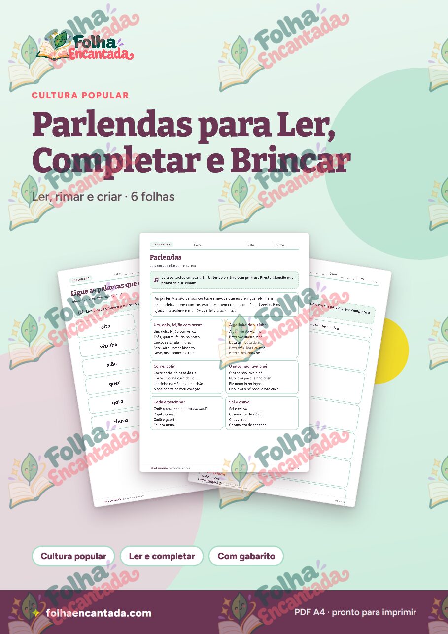 Prévia da página 1 de Parlendas para Ler, Completar e Brincar