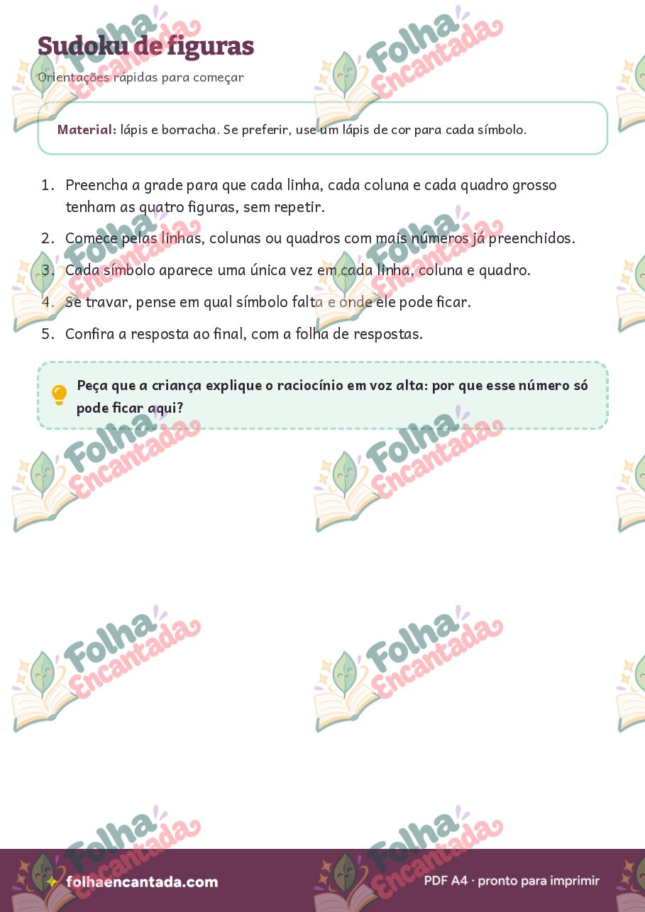 Prévia da página 2 de Sudoku de Figuras: Lógica para Pequenos