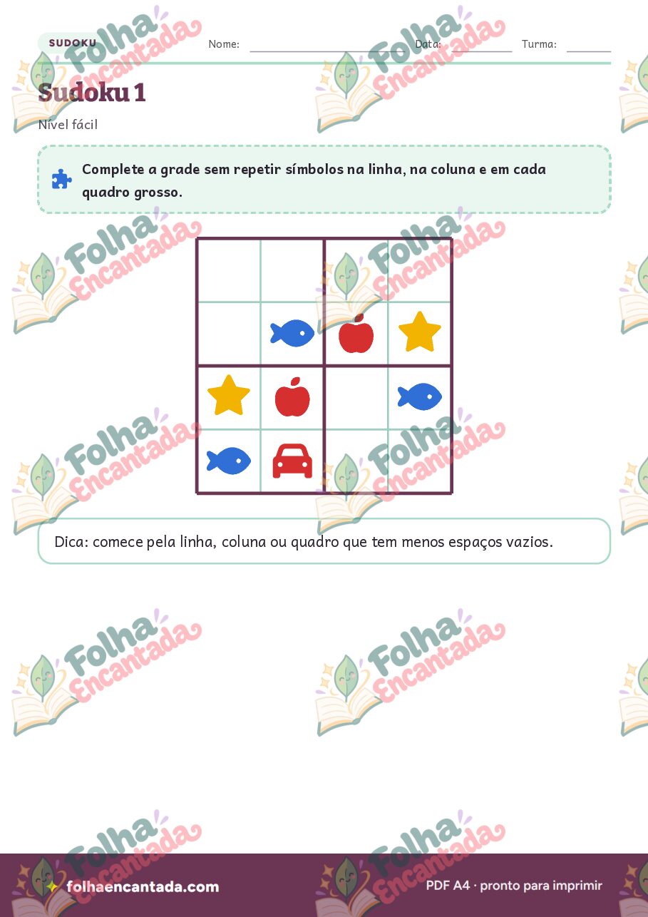 Prévia da página 3 de Sudoku de Figuras: Lógica para Pequenos