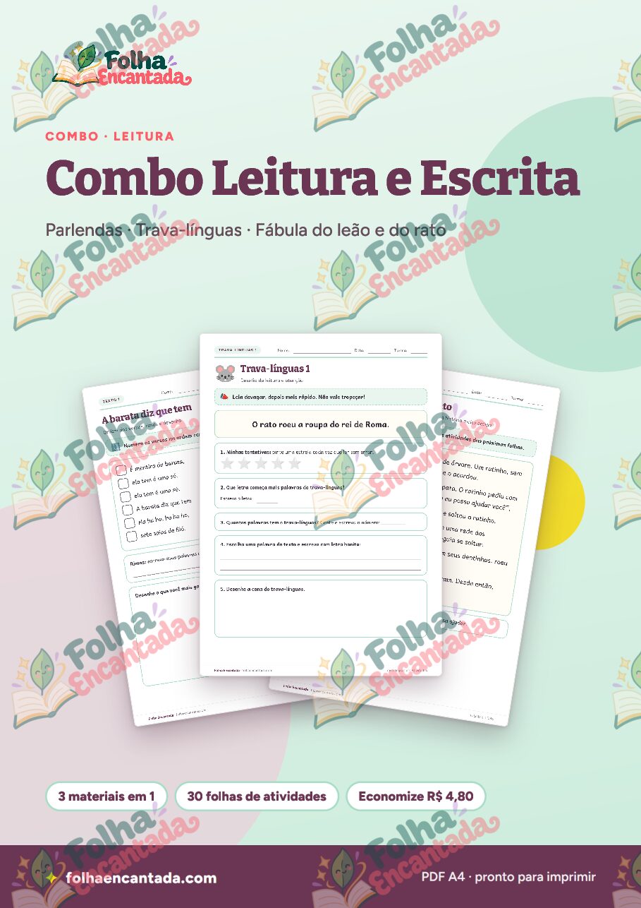 Prévia da página 1 de Combo Leitura e Escrita: Parlendas, Trava-línguas e Fábula