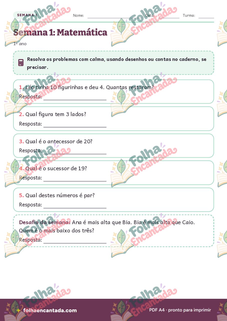 Prévia da página 3 de Caderno de Férias: 1º ano