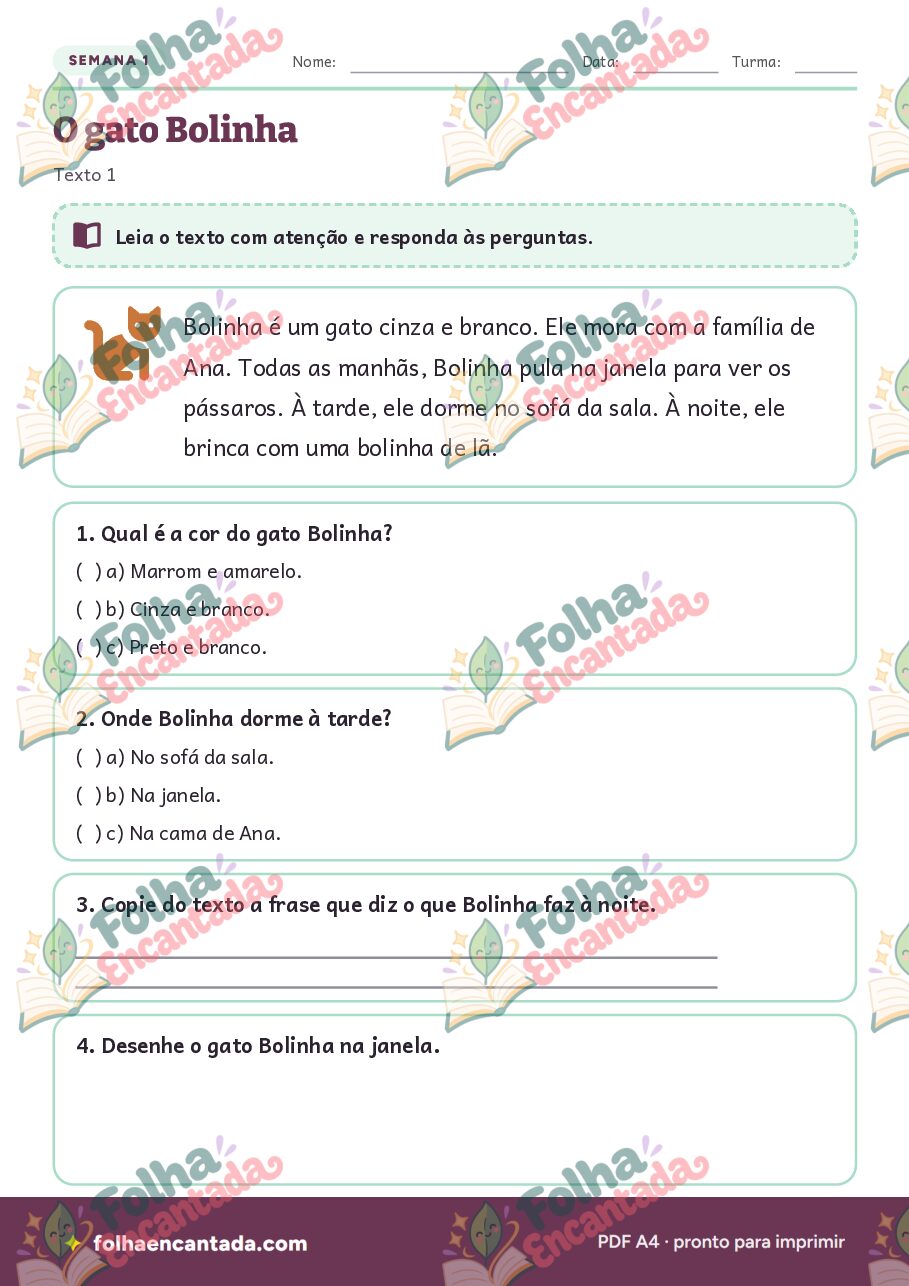 Prévia da página 3 de Tarefa de Casa de Português: 1º ano