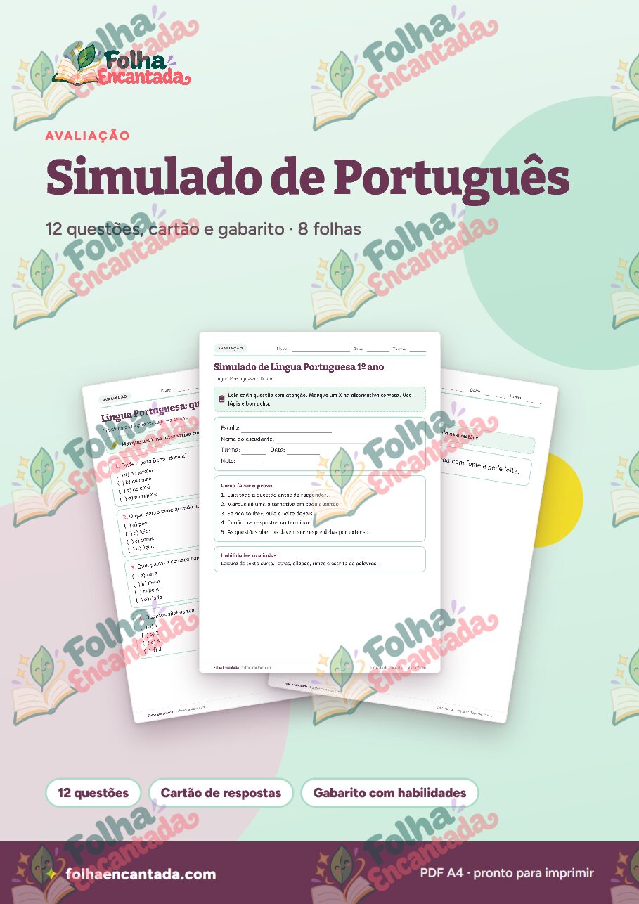 Prévia da página 1 de Simulado de Português: 1º ano