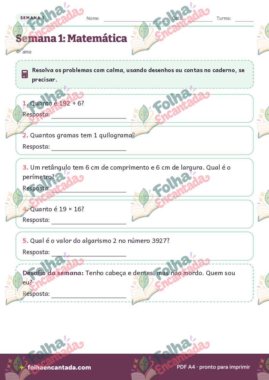 Prévia da página 3 de Caderno de Férias: 4º ano