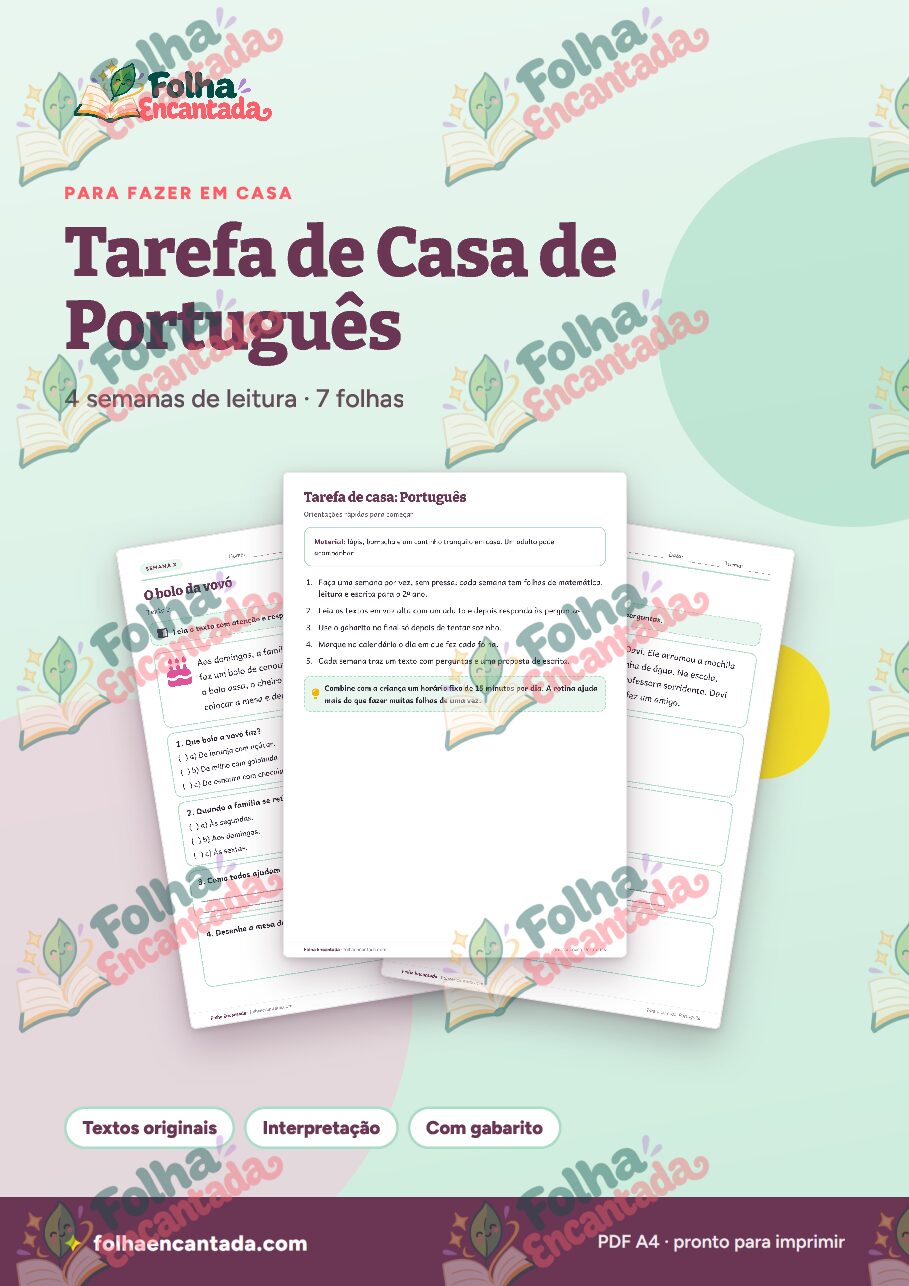 Prévia da página 1 de Tarefa de Casa de Português: 2º ano