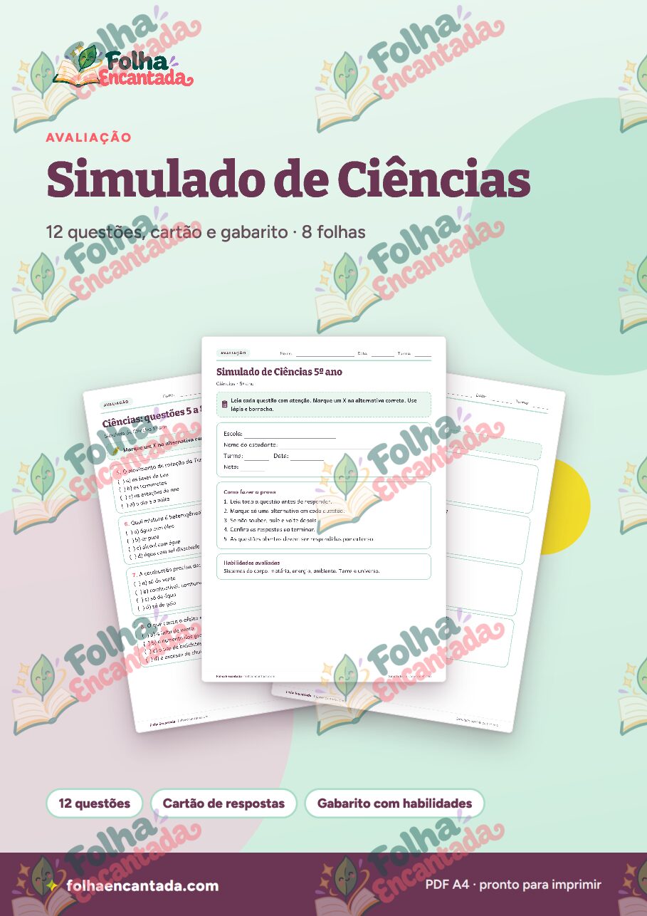 Prévia da página 1 de Simulado de Ciências: 5º ano