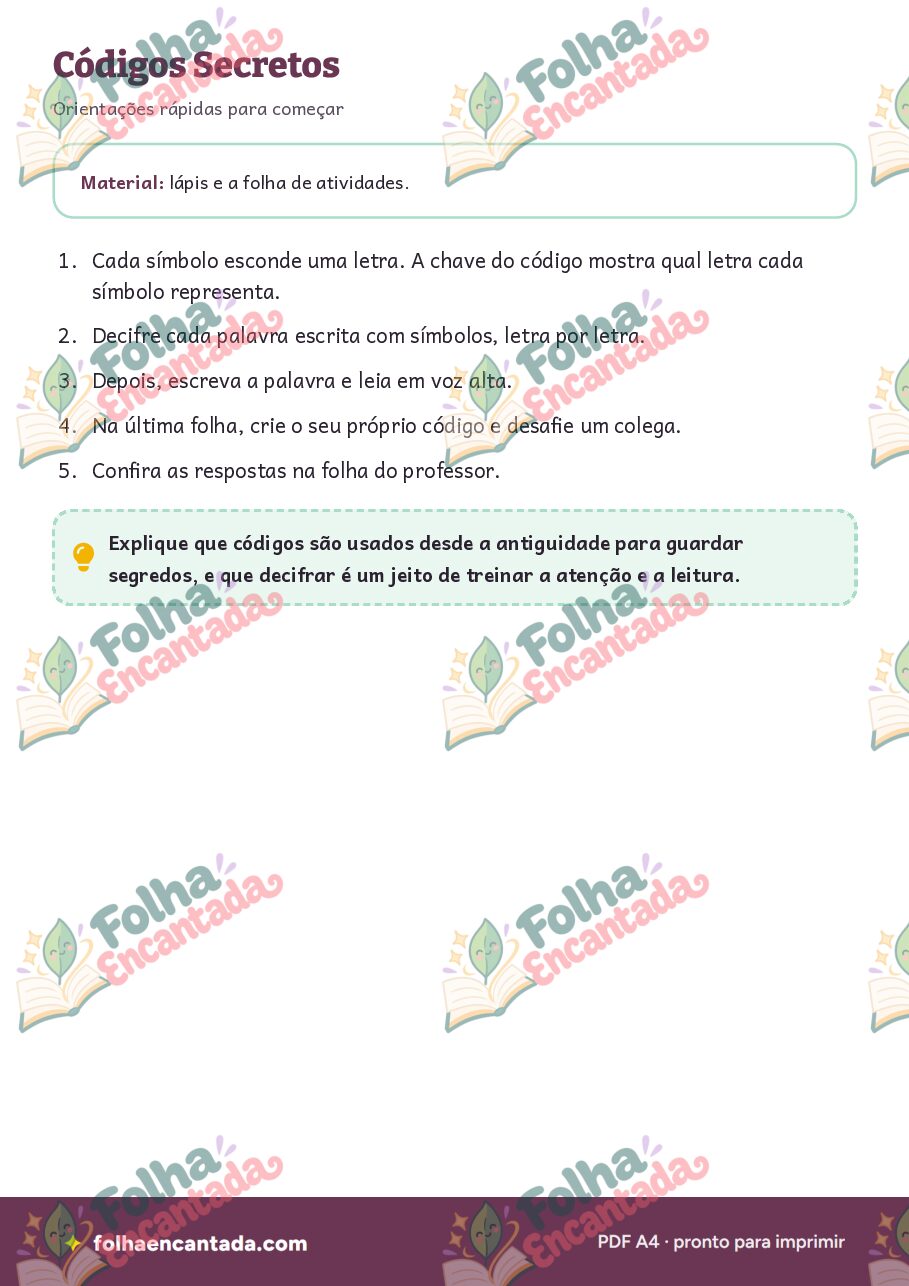 Prévia da página 2 de Códigos Secretos: Decifre as Palavras