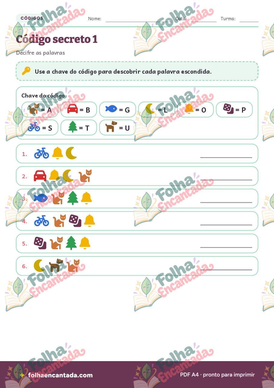 Prévia da página 3 de Códigos Secretos: Decifre as Palavras
