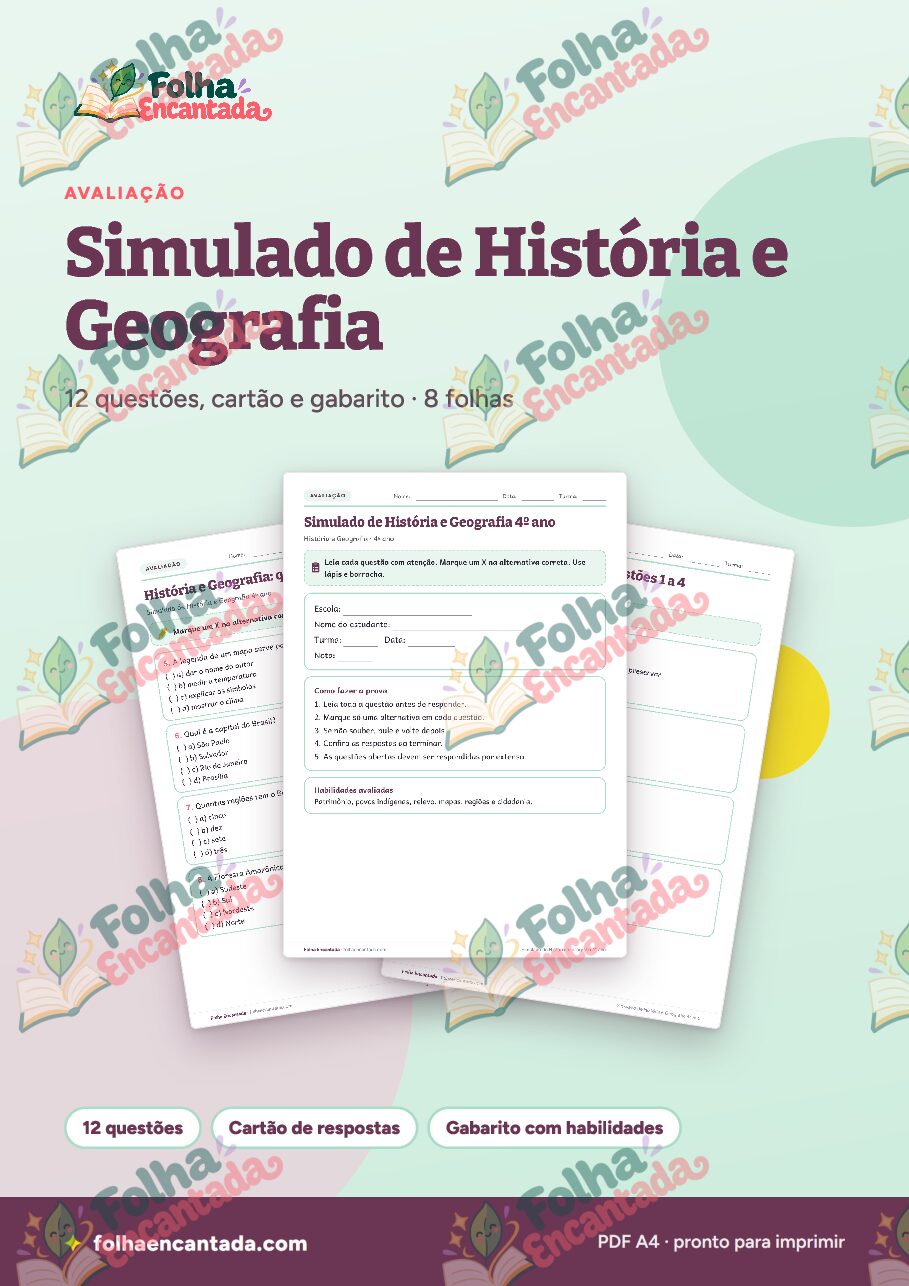Prévia da página 1 de Simulado de História e Geografia: 4º ano