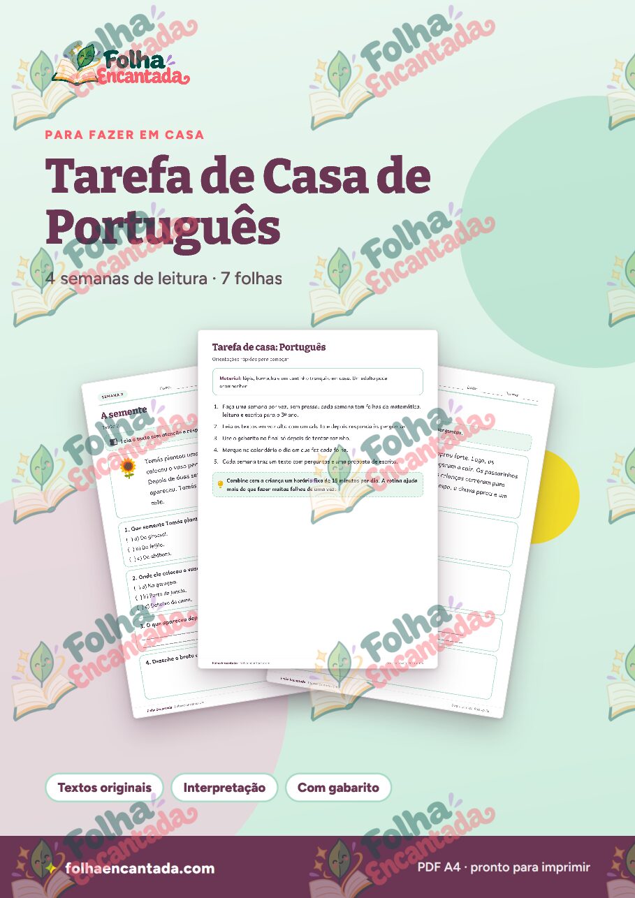 Prévia da página 1 de Tarefa de Casa de Português: 3º ano