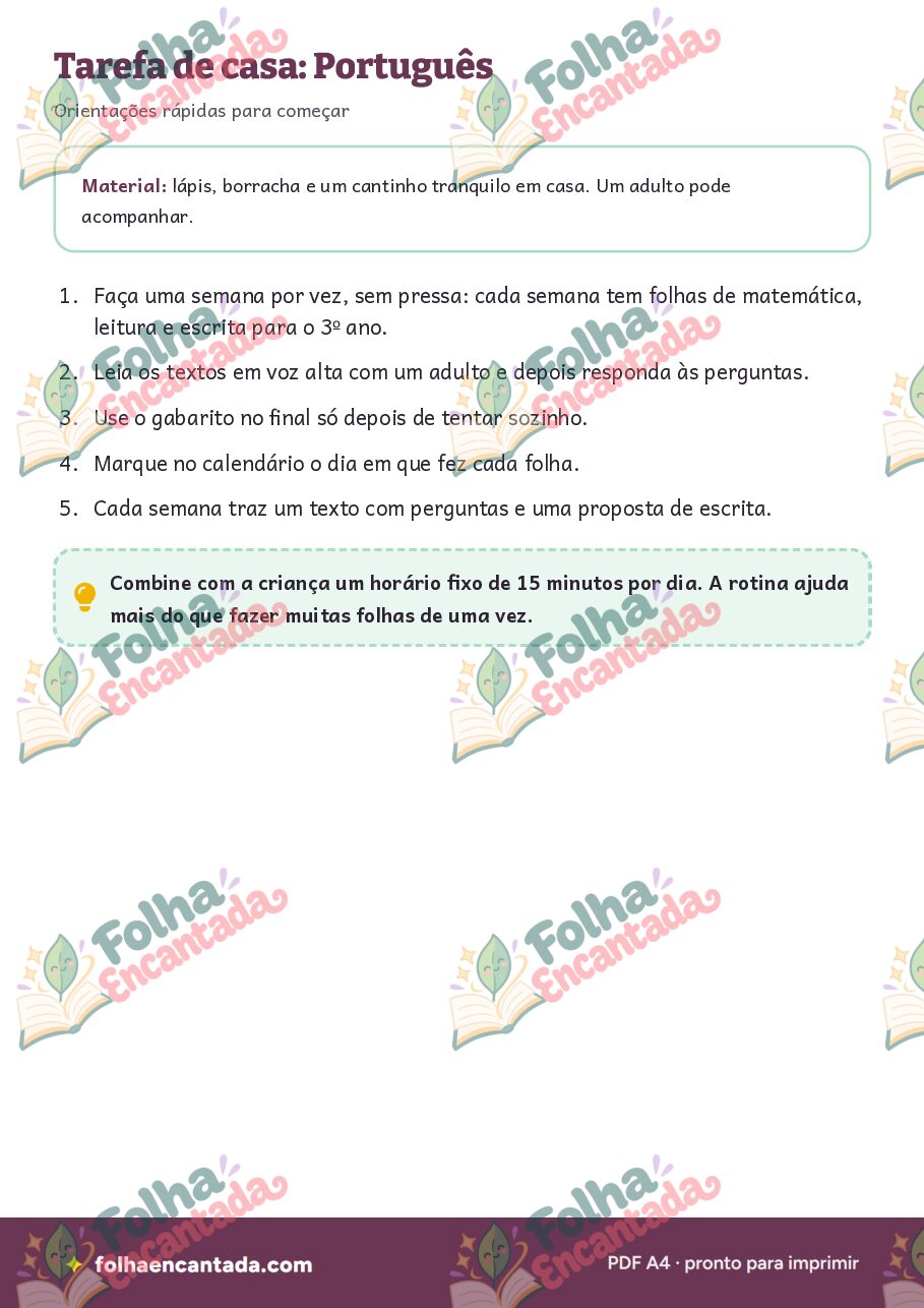 Prévia da página 2 de Tarefa de Casa de Português: 3º ano