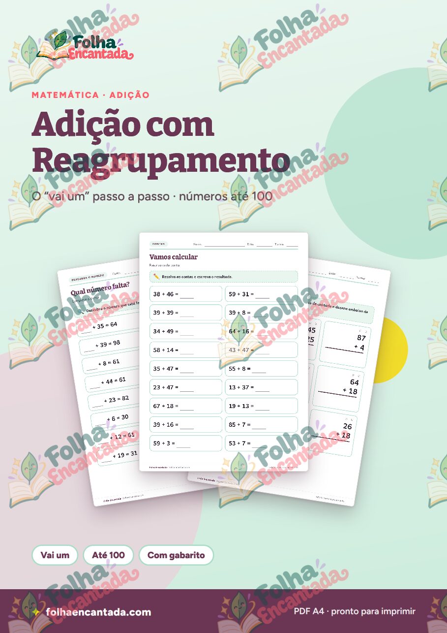 Prévia da página 1 de Adição com Reagrupamento (Vai Um) até 100