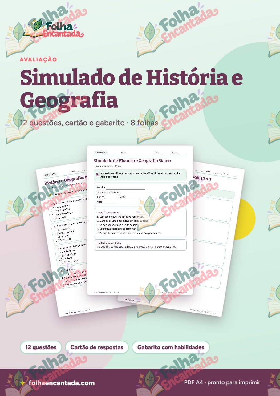 Prévia da página 1 de Simulado de História e Geografia: 5º ano