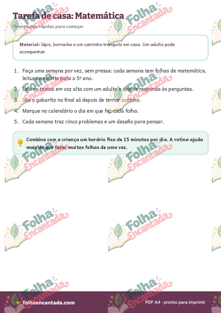 Prévia da página 2 de Tarefa de Casa de Matemática: 5º ano
