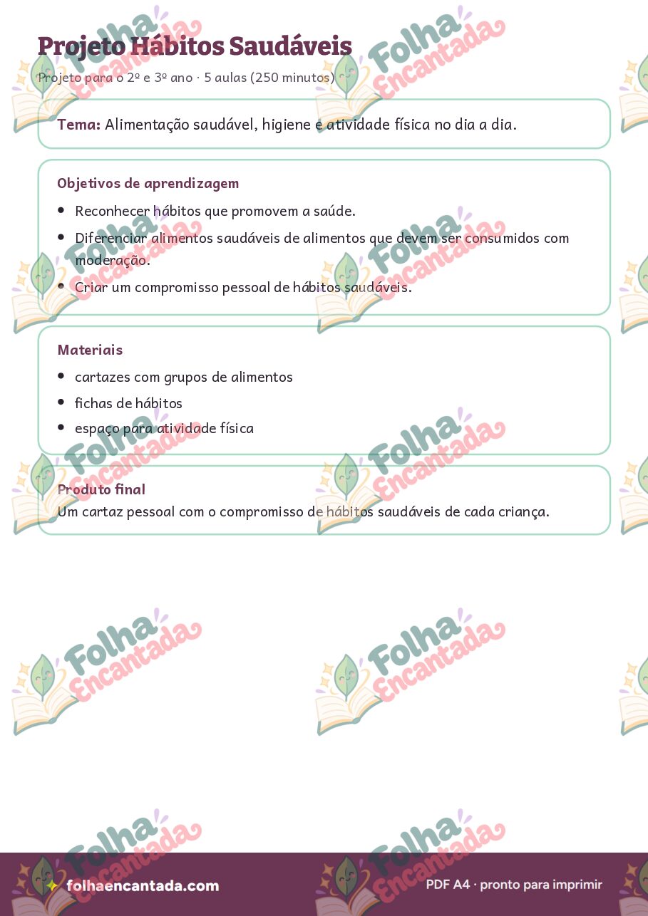 Prévia da página 2 de Projeto: Hábitos Saudáveis