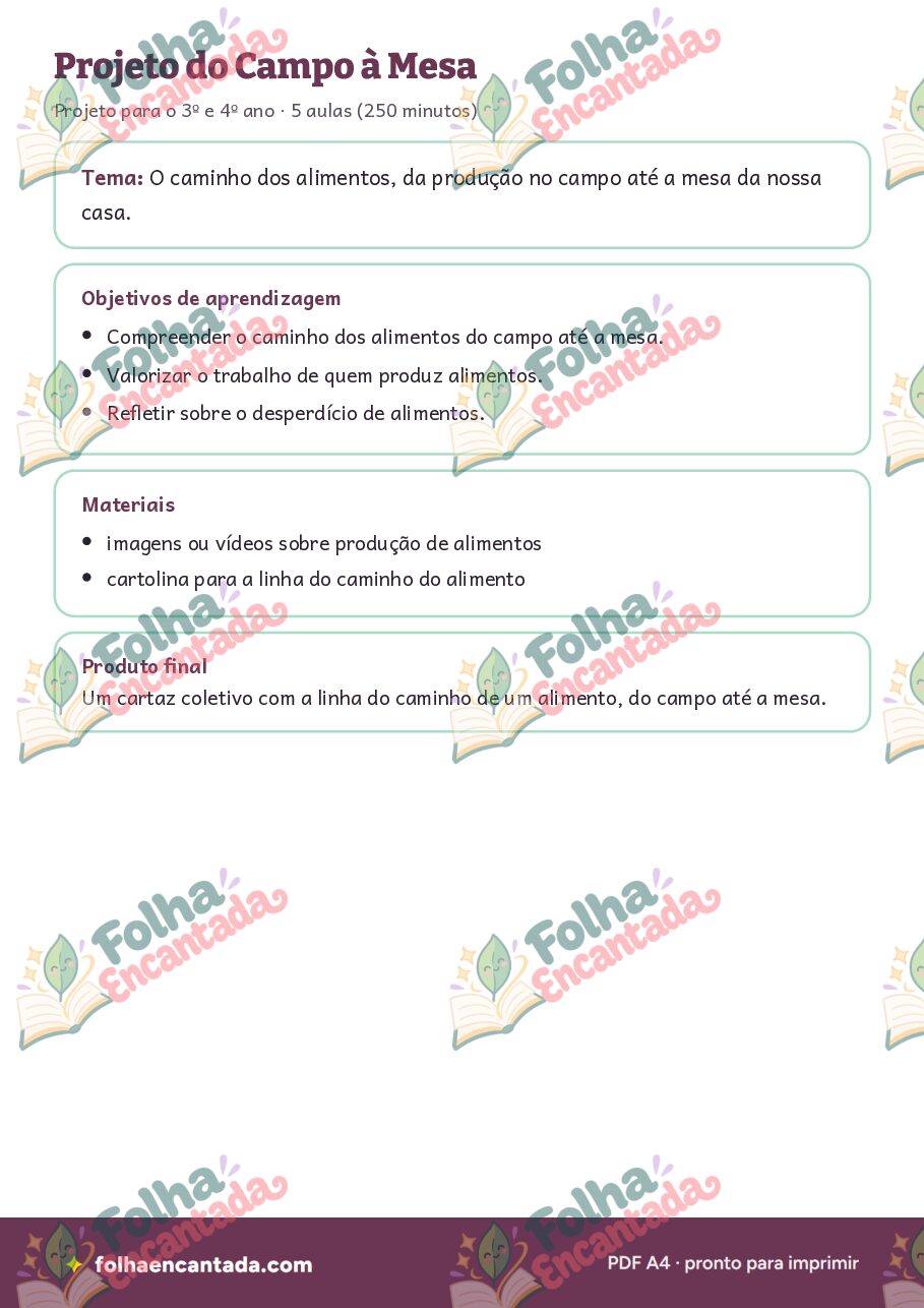 Prévia da página 2 de Projeto: Do Campo à Mesa