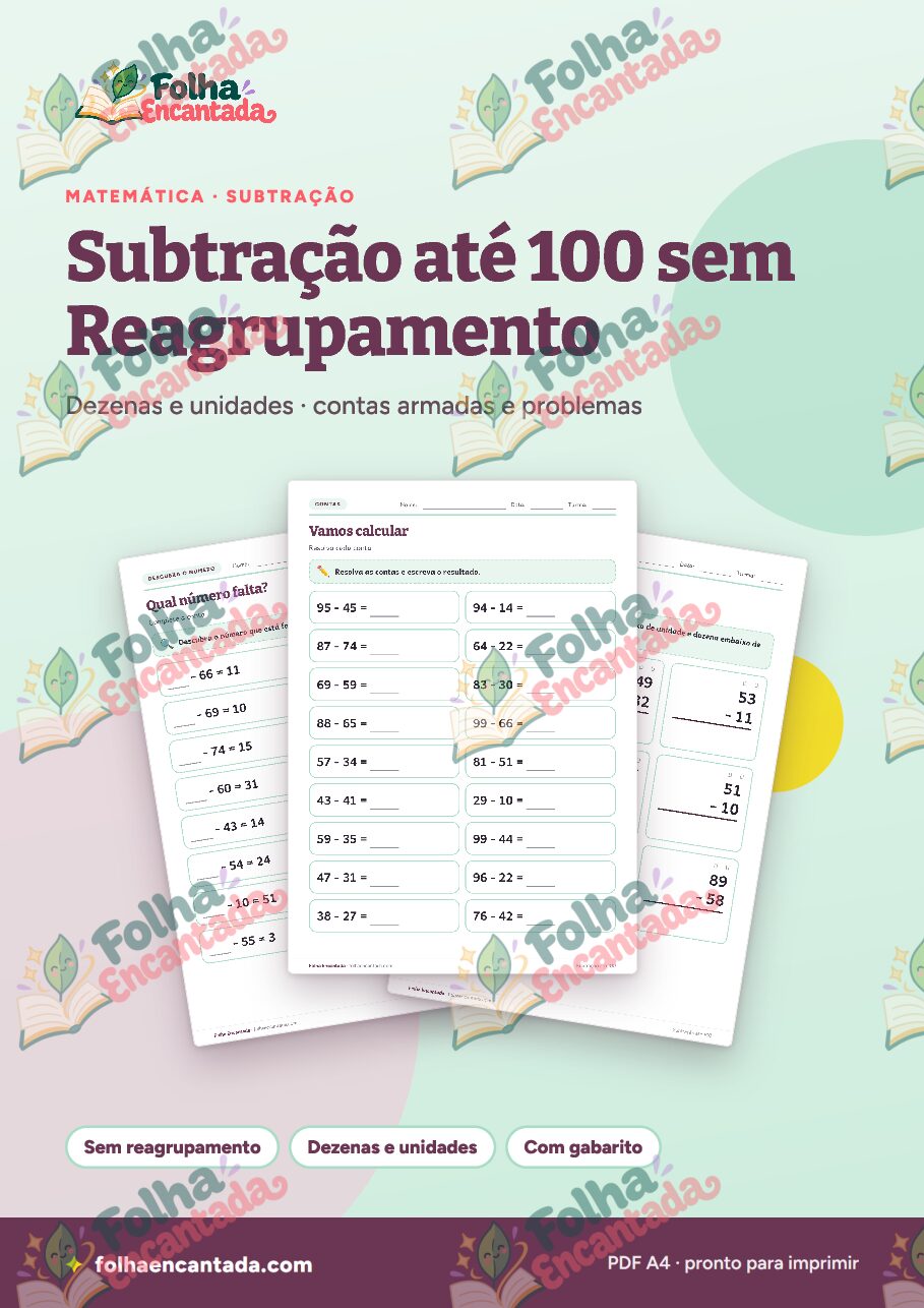 Prévia da página 1 de Subtração até 100 sem Reagrupamento