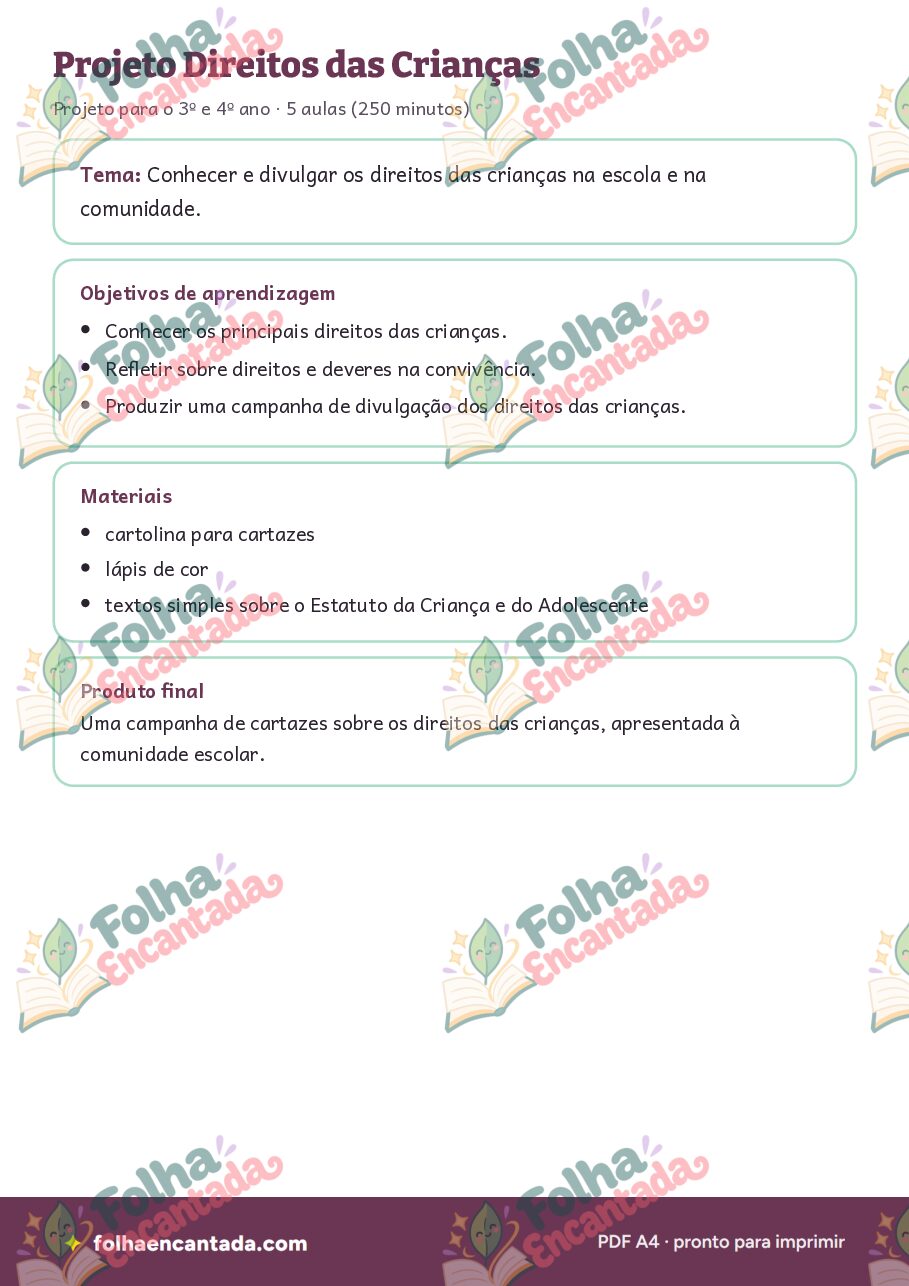 Prévia da página 2 de Projeto: Direitos das Crianças