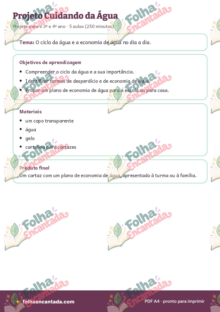 Prévia da página 2 de Projeto: Cuidando da Água