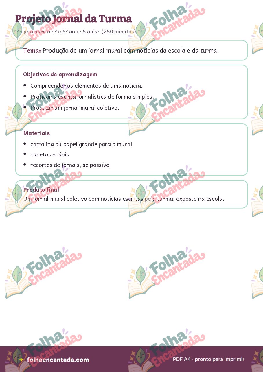 Prévia da página 2 de Projeto: Jornal da Turma