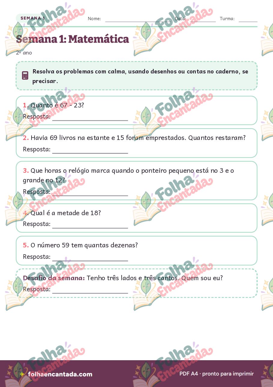 Prévia da página 3 de Caderno de Férias: 2º ano