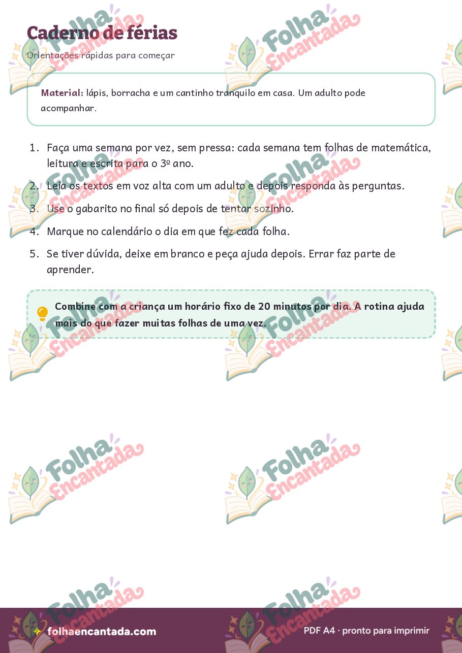 Prévia da página 2 de Caderno de Férias: 3º ano