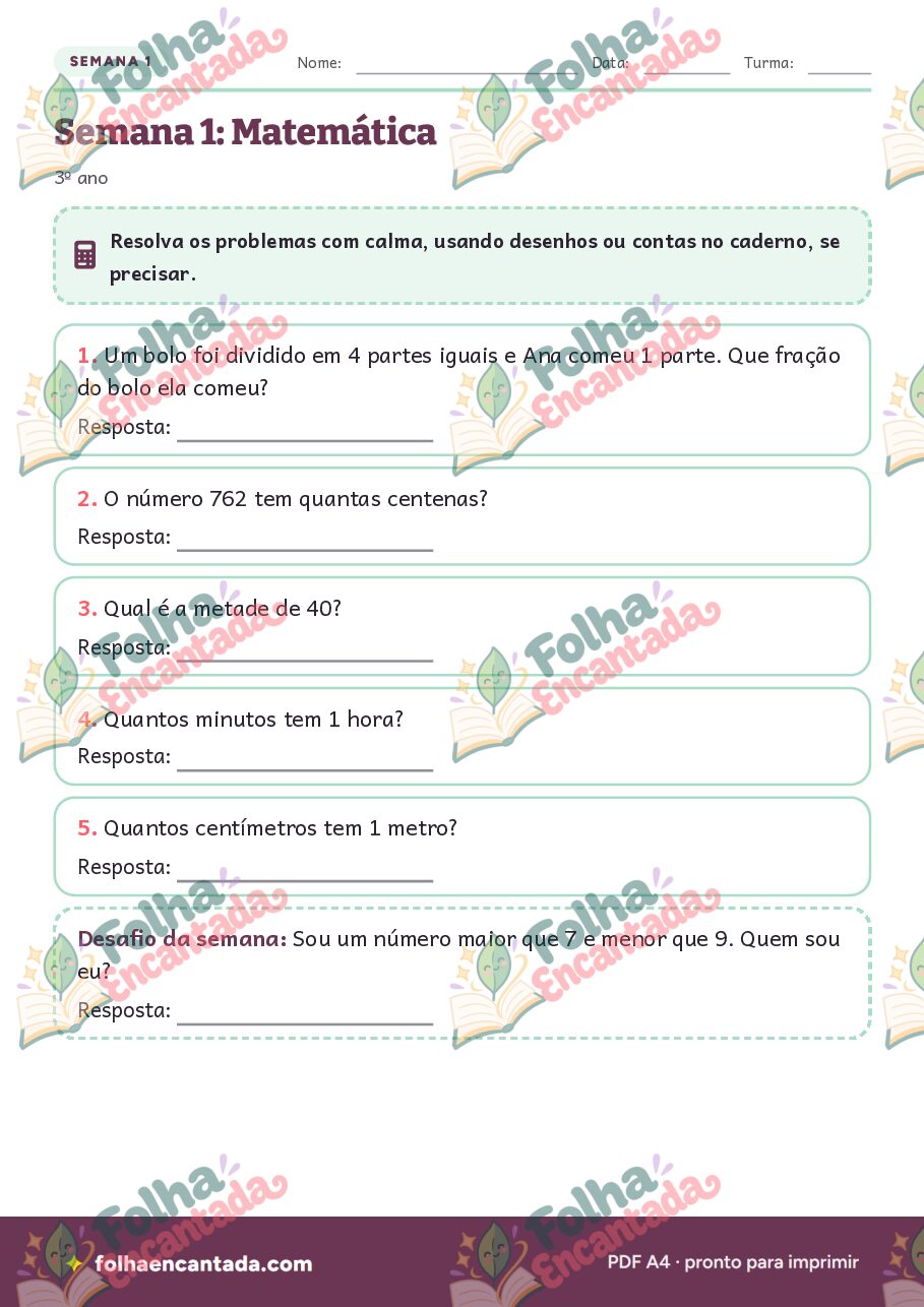 Prévia da página 3 de Caderno de Férias: 3º ano