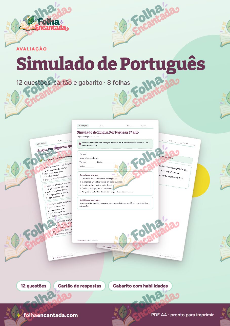 Prévia da página 1 de Simulado de Português: 5º ano