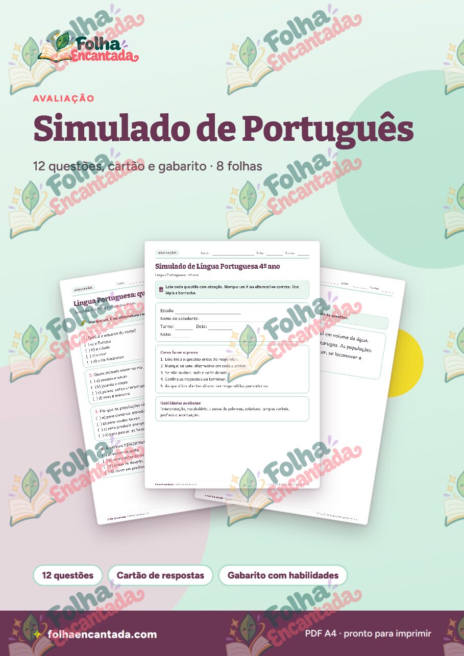 Prévia da página 1 de Simulado de Português: 4º ano