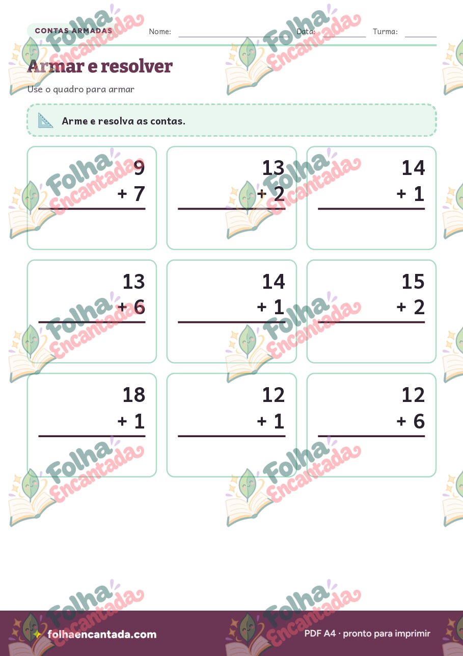 Prévia da página 3 de Adição até 20: Continhas e Problemas