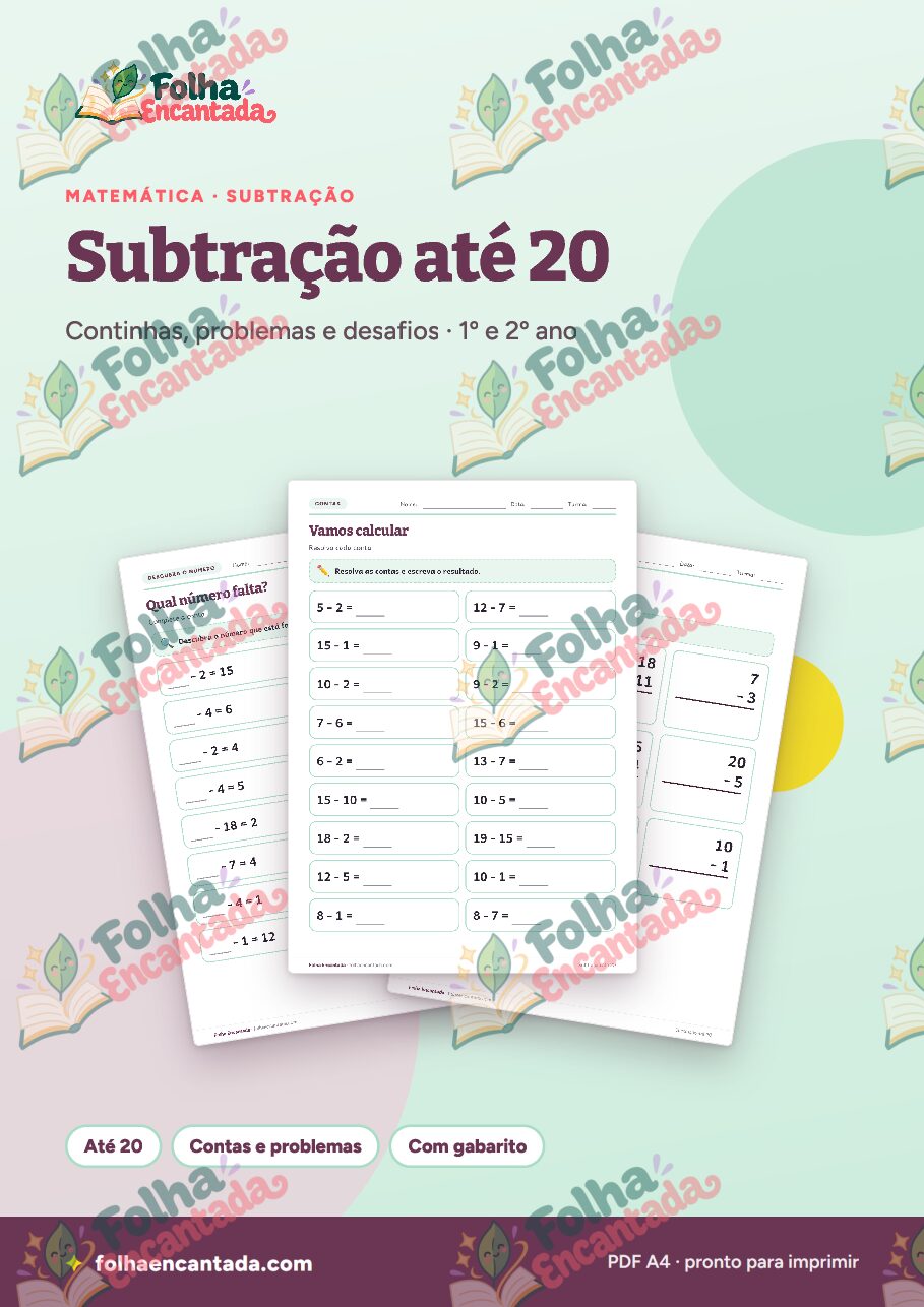 Prévia da página 1 de Subtração até 20: Continhas e Problemas