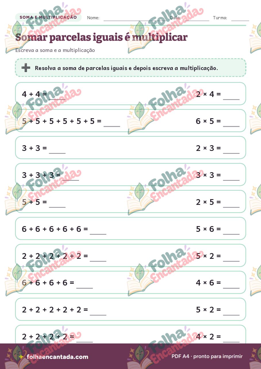 Prévia da página 3 de Multiplicação com Figuras: Grupos e Somas Iguais