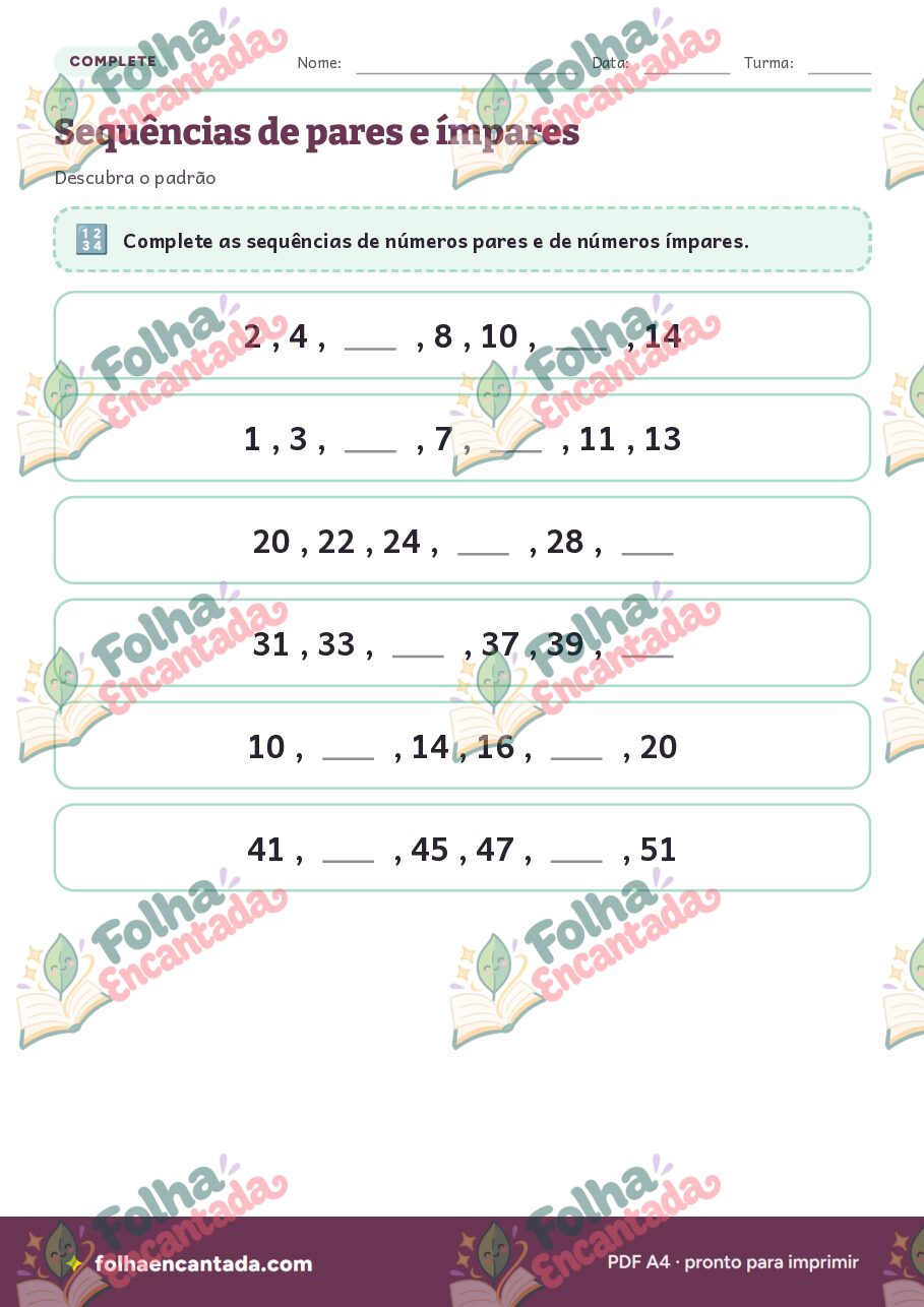 Prévia da página 3 de Números Pares e Ímpares em Atividades
