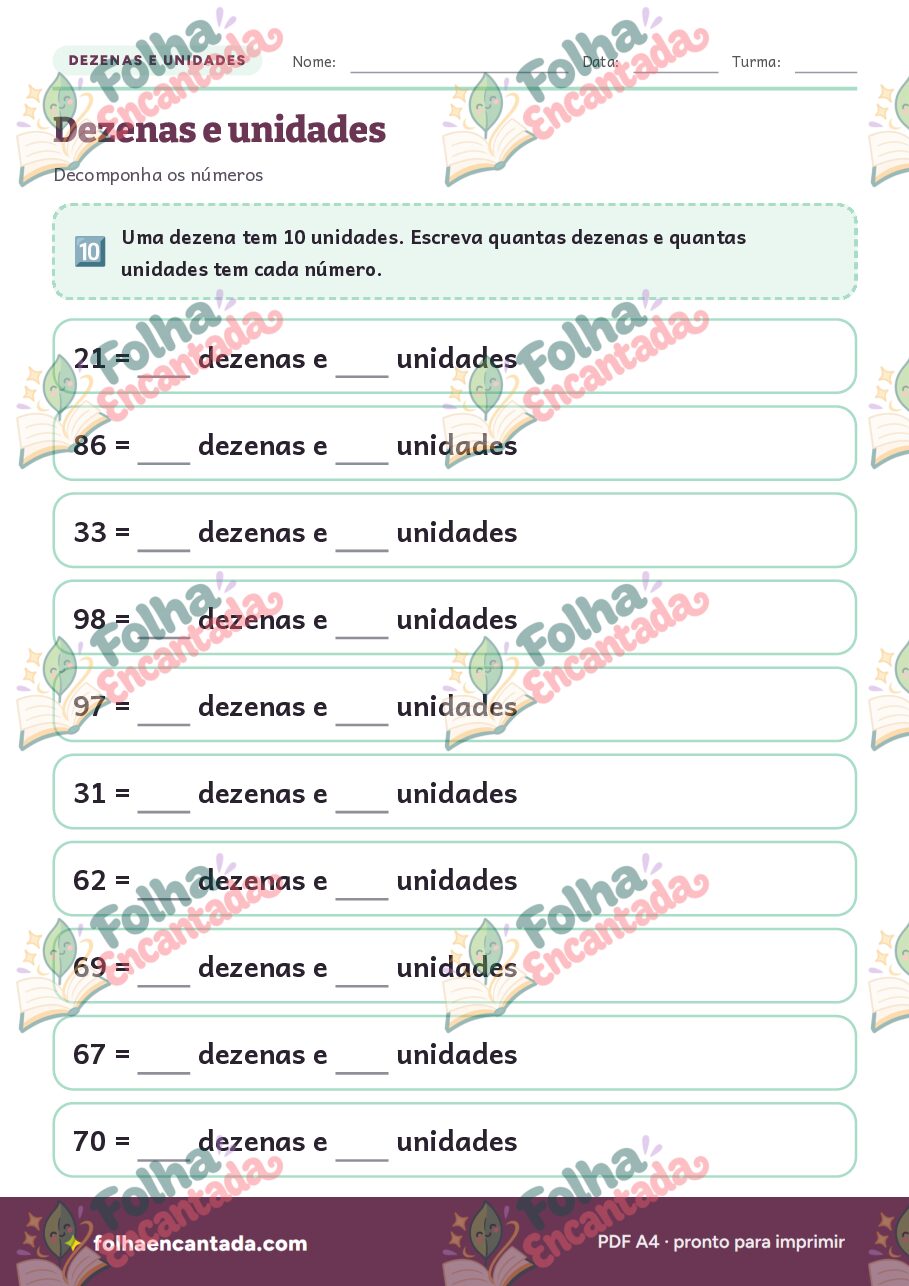 Prévia da página 2 de Dezenas, Unidades e Centenas: Valor Posicional