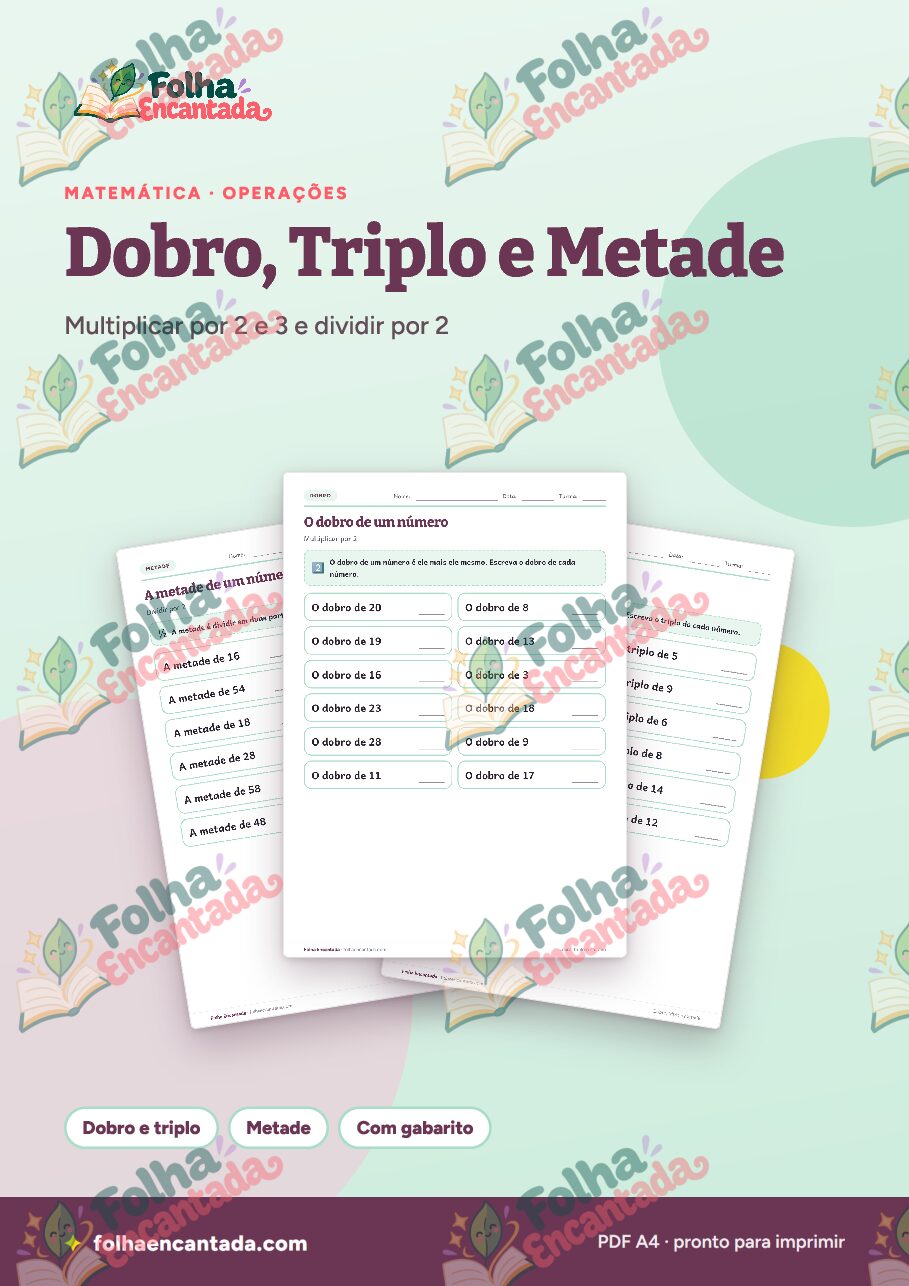 Prévia da página 1 de Dobro, Triplo e Metade em Atividades