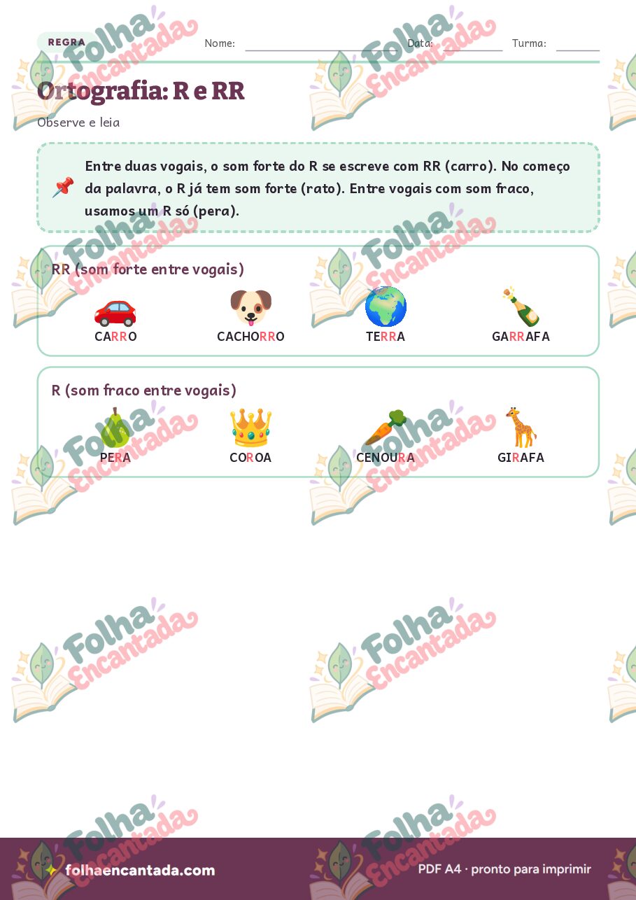 Prévia da página 2 de Ortografia: R e RR em Atividades