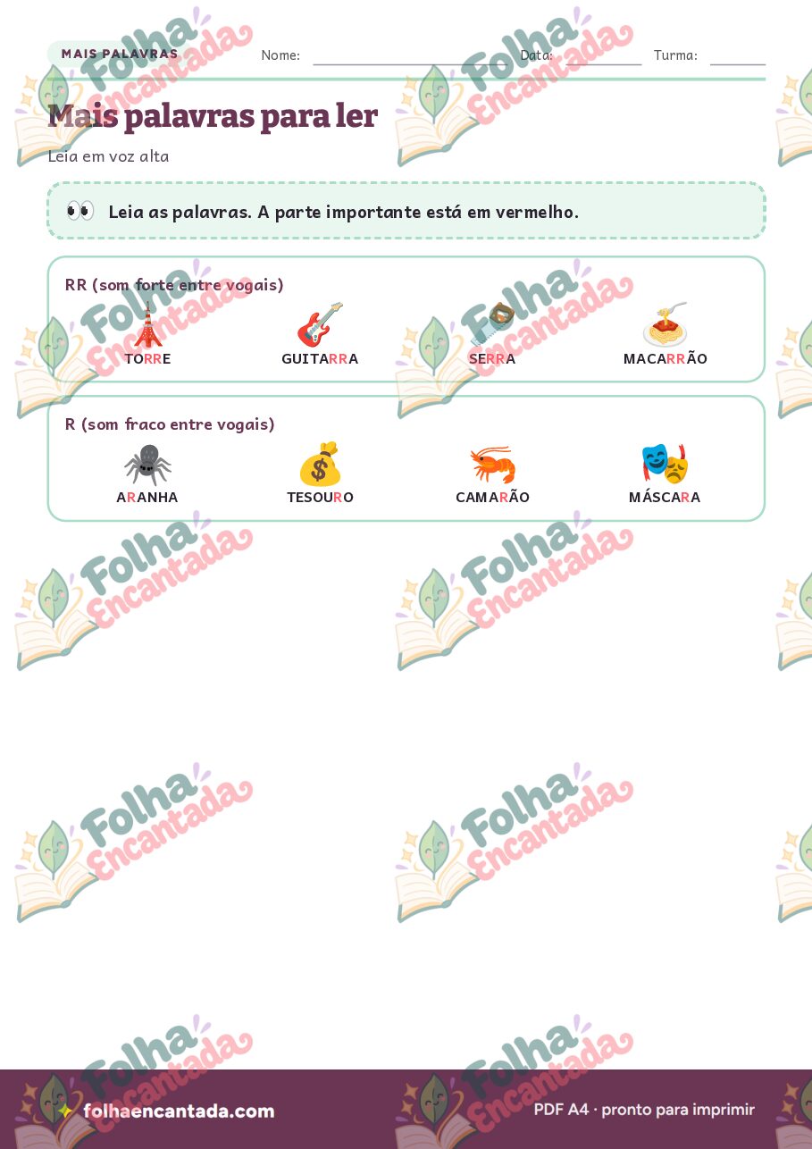 Prévia da página 3 de Ortografia: R e RR em Atividades