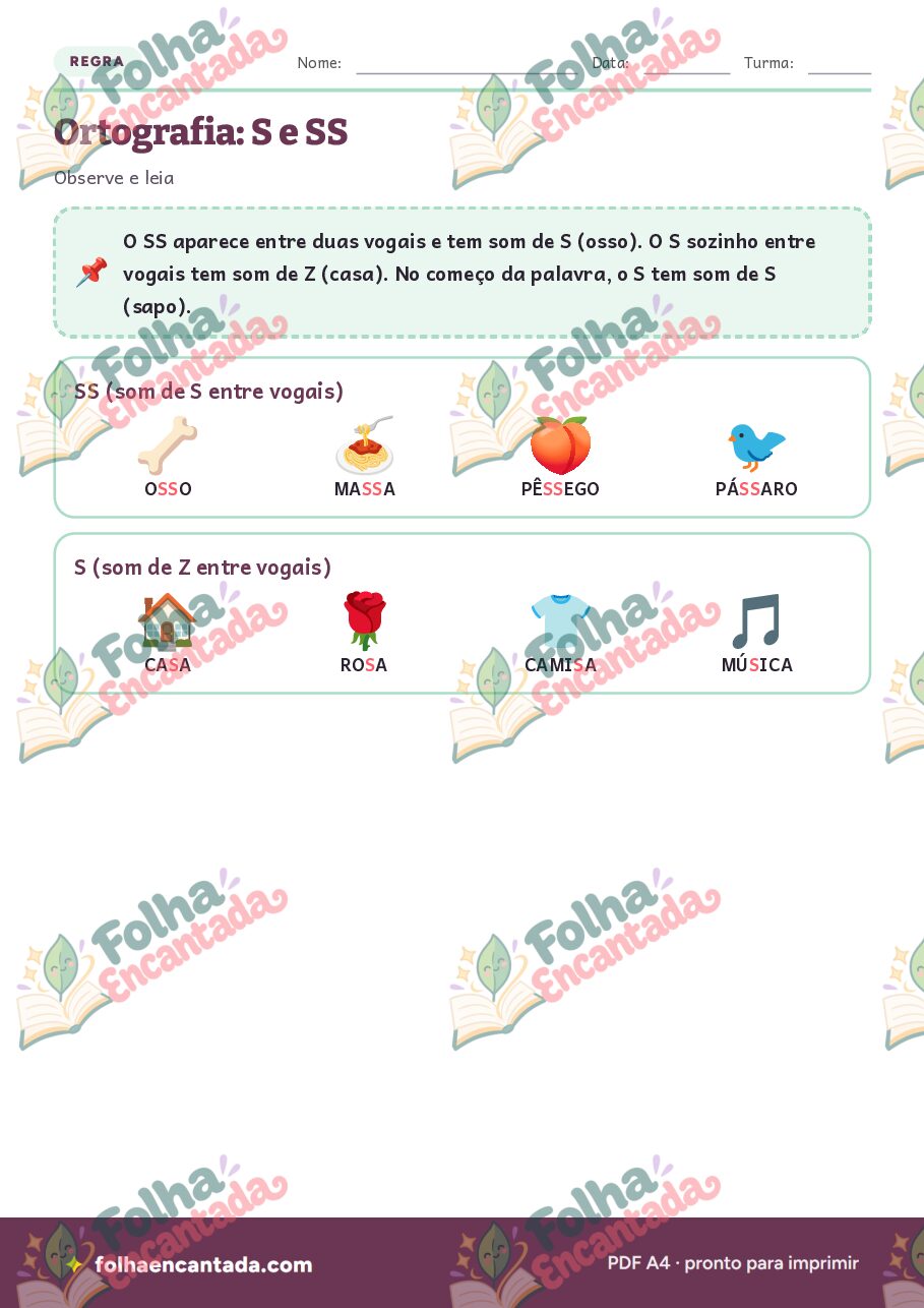 Prévia da página 2 de Ortografia: S e SS em Atividades