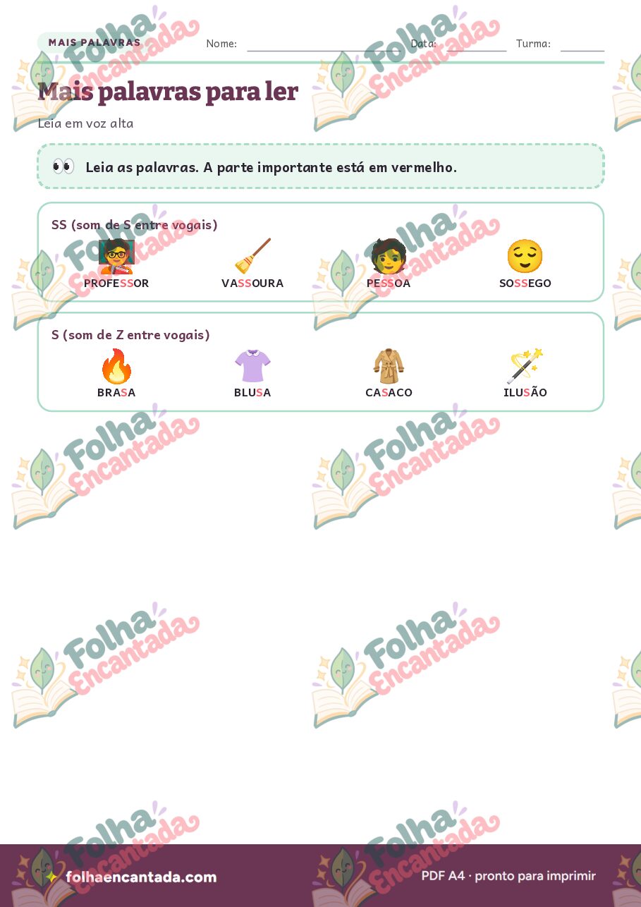 Prévia da página 3 de Ortografia: S e SS em Atividades