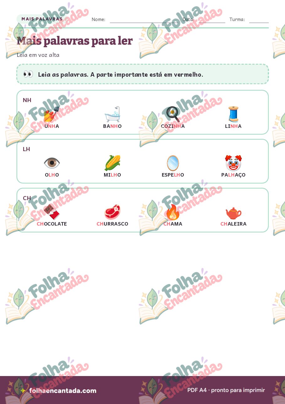 Prévia da página 3 de Ortografia: NH, LH e CH em Atividades