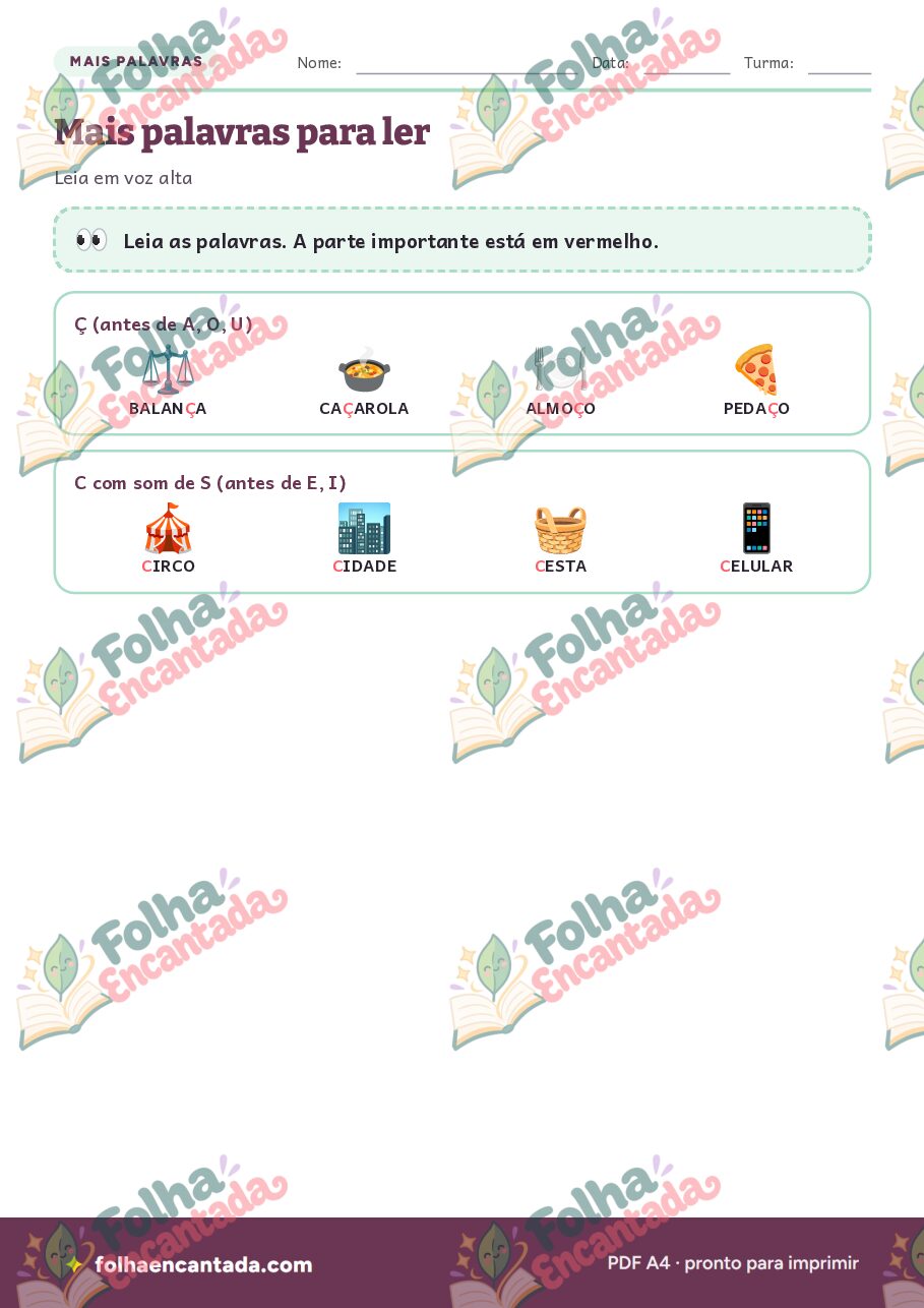 Prévia da página 3 de Ortografia: C e Ç em Atividades