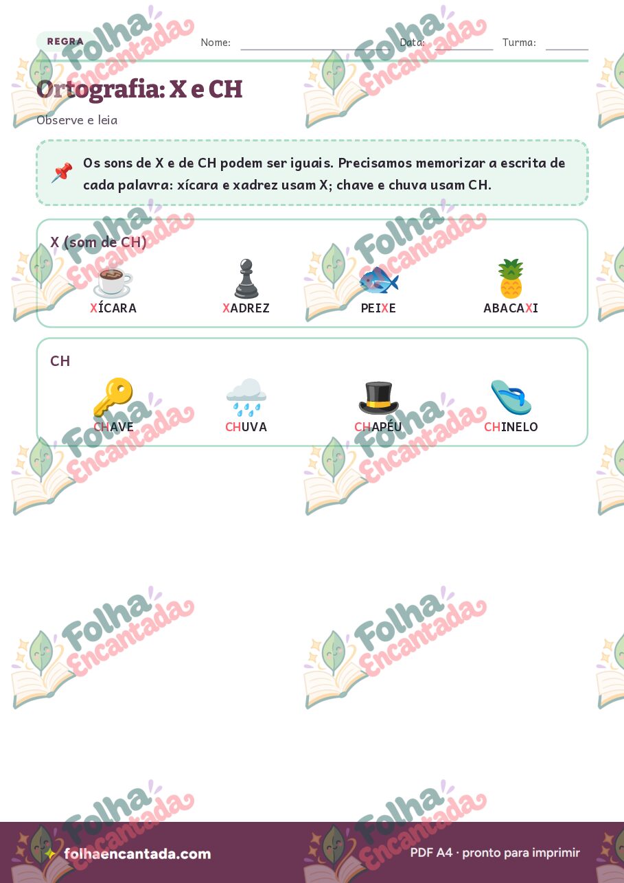 Prévia da página 2 de Ortografia: X e CH em Atividades