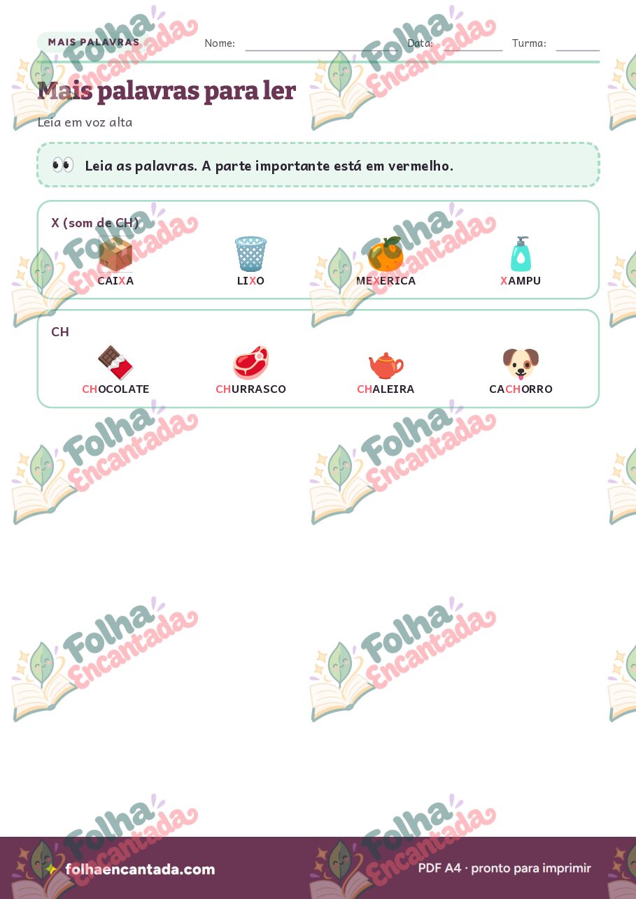 Prévia da página 3 de Ortografia: X e CH em Atividades