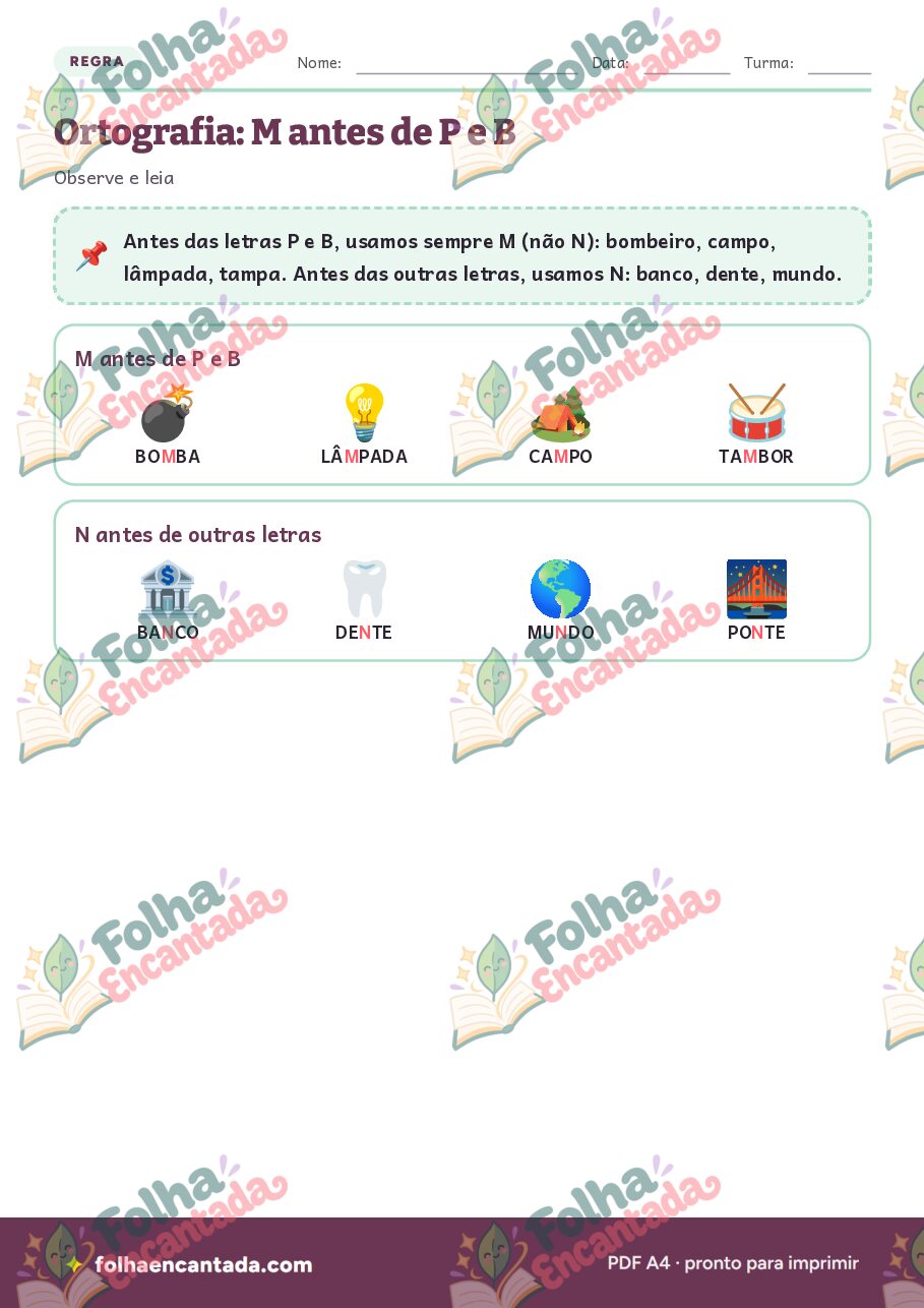 Prévia da página 2 de Ortografia: M antes de P e B