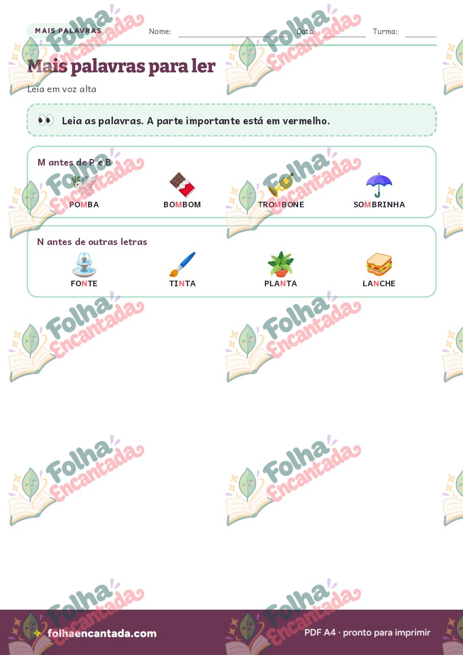 Prévia da página 3 de Ortografia: M antes de P e B