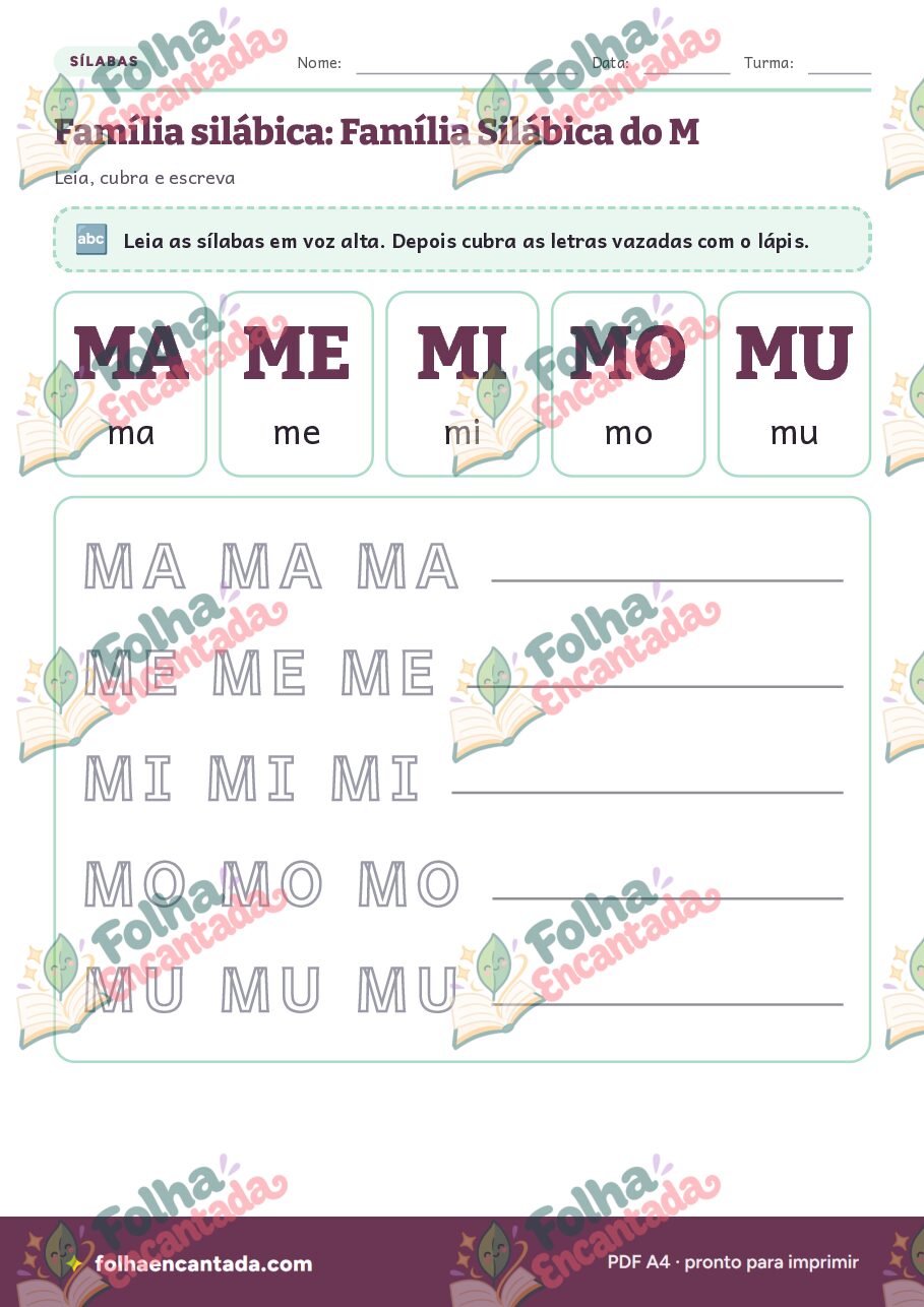 Prévia da página 2 de Família Silábica do M: Sílabas e Palavras
